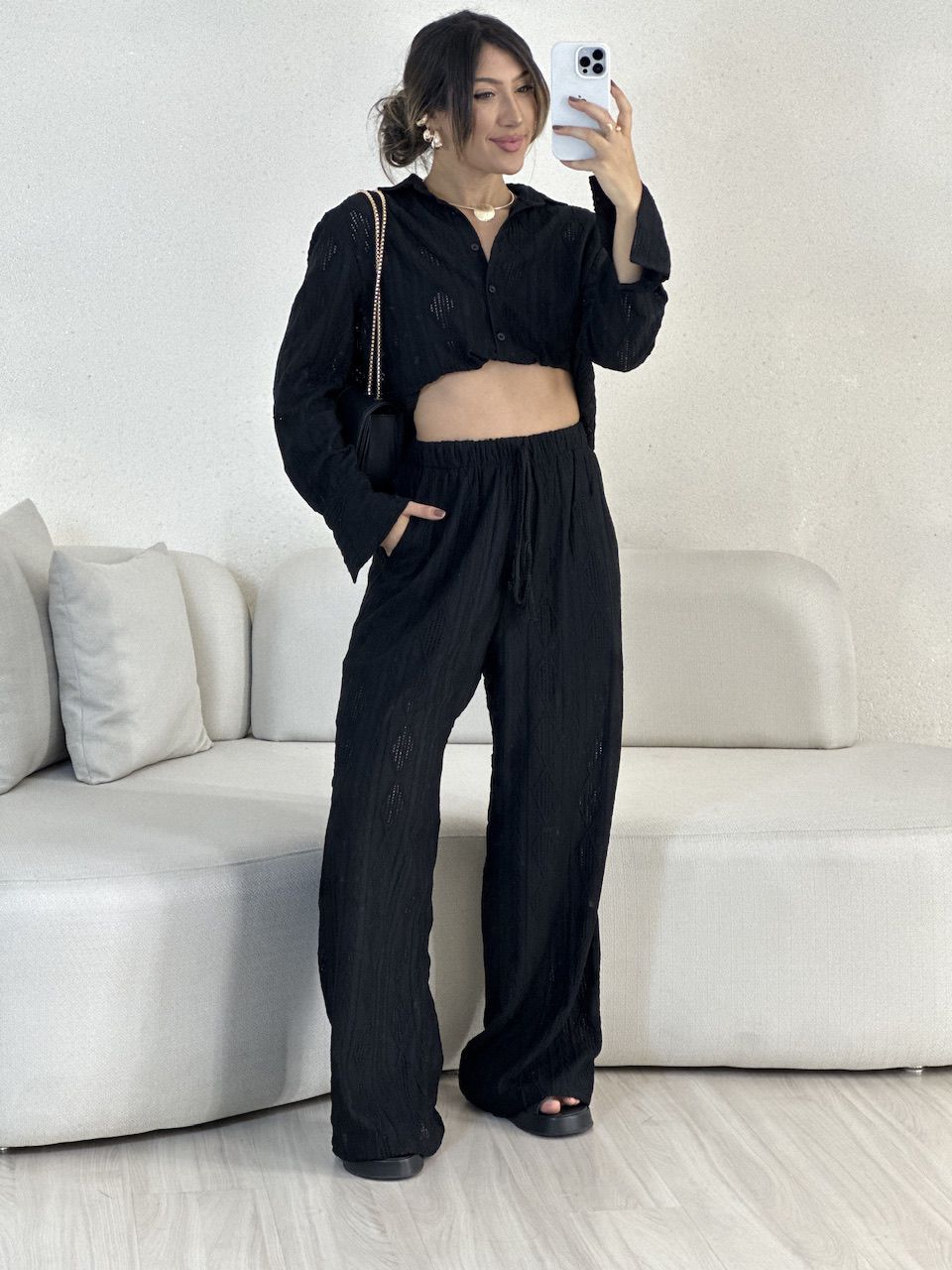 CALÇA ZOE BOHO PRETA