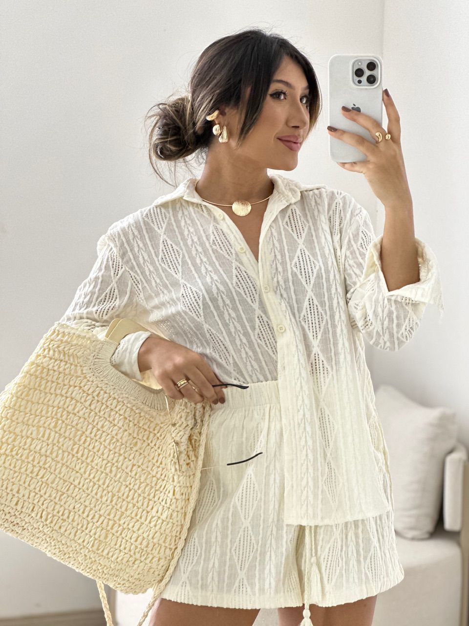 CAMISA EMILLY BOHO MARFIM - 0055210056 - CAROLLA FERRARO