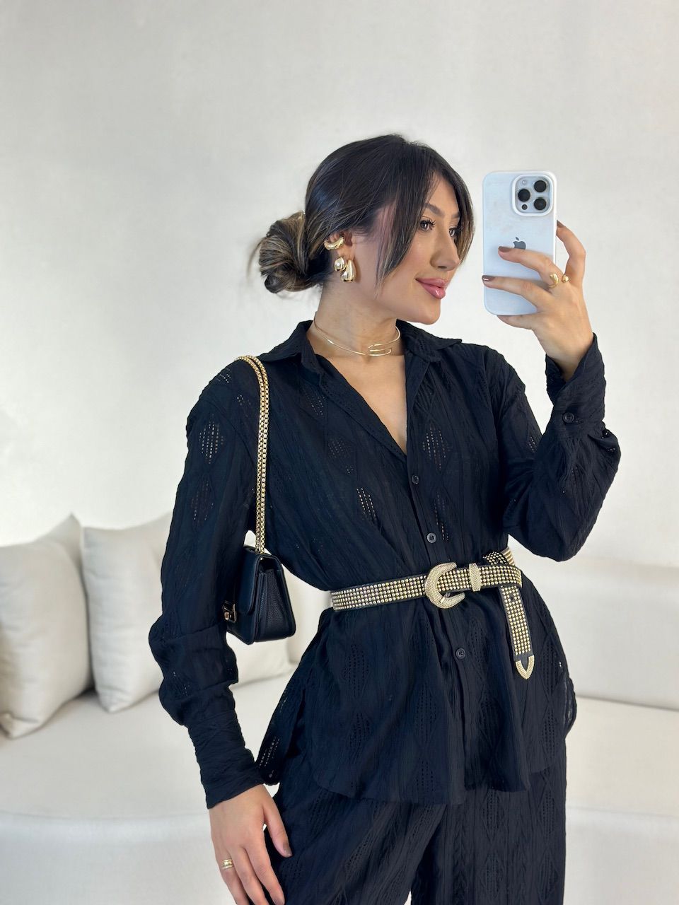 CAMISA EMILLY BOHO PRETA - 0055210033 - CAROLLA FERRARO