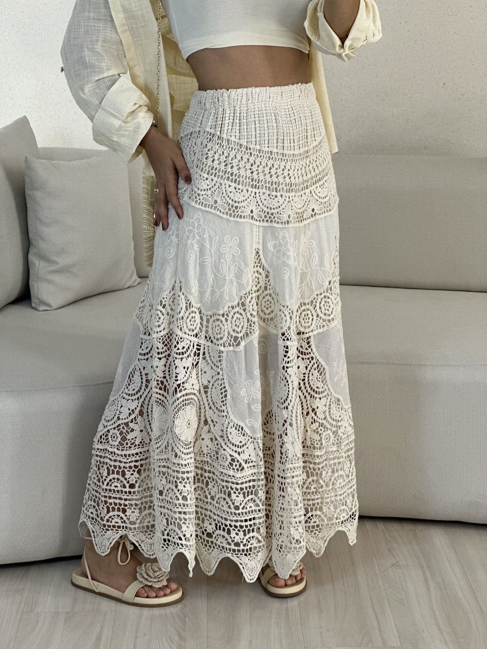 SAIA LOUISE CROCHÊ NUDE - 0055260049 - CAROLLA FERRARO