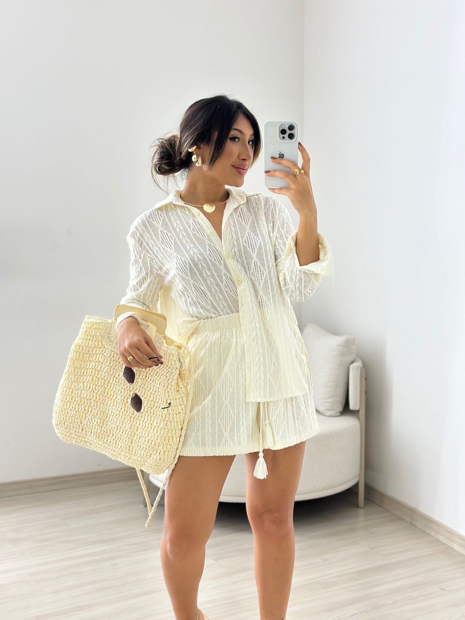 SHORT FERNANDA BOHO MARFIM