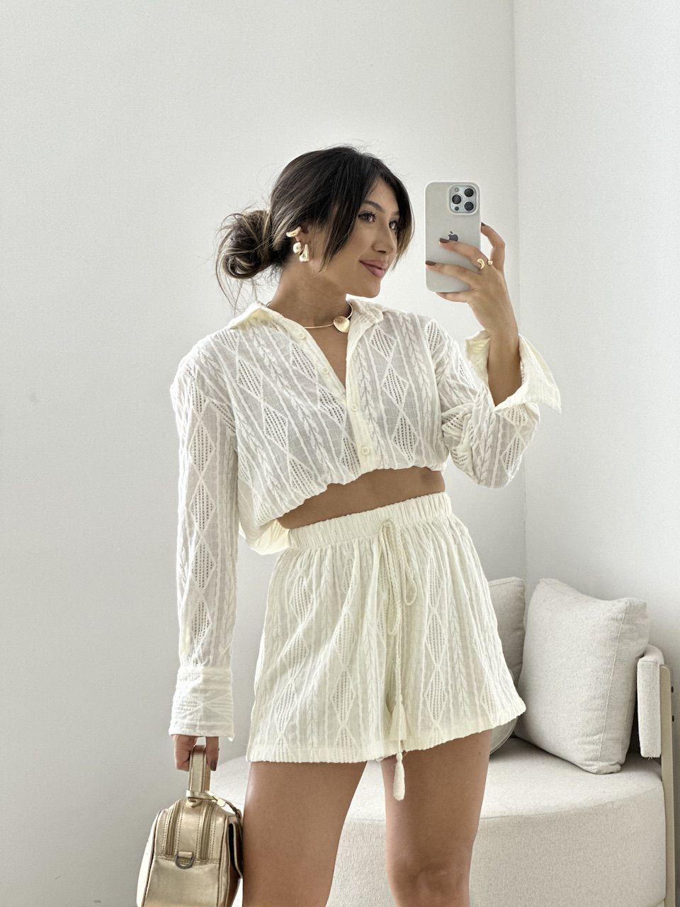 SHORT FERNANDA BOHO MARFIM