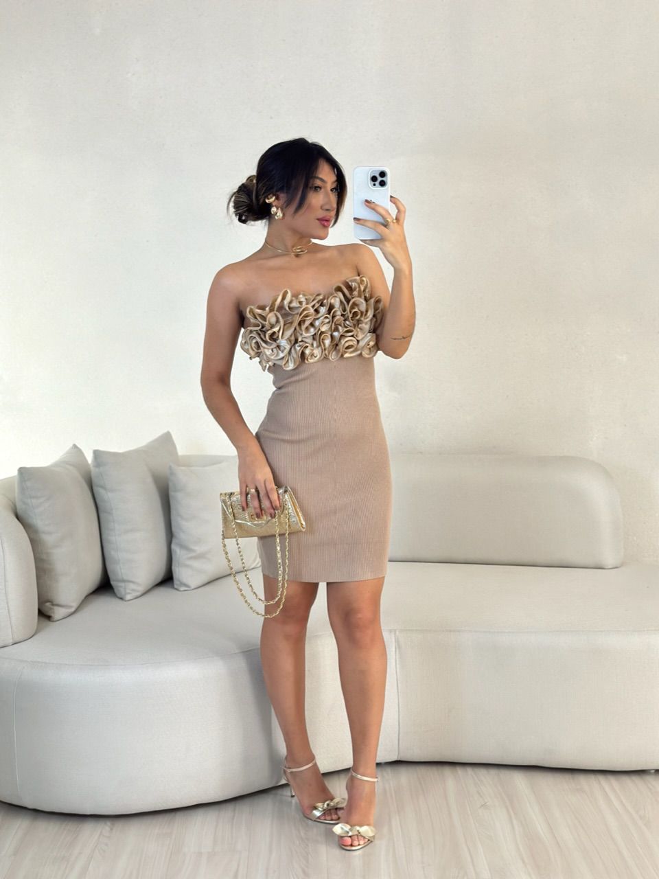 VESTIDO DAFINE TOMARA QUE CAIA NUDE - 0055270049 - CAROLLA FERRARO