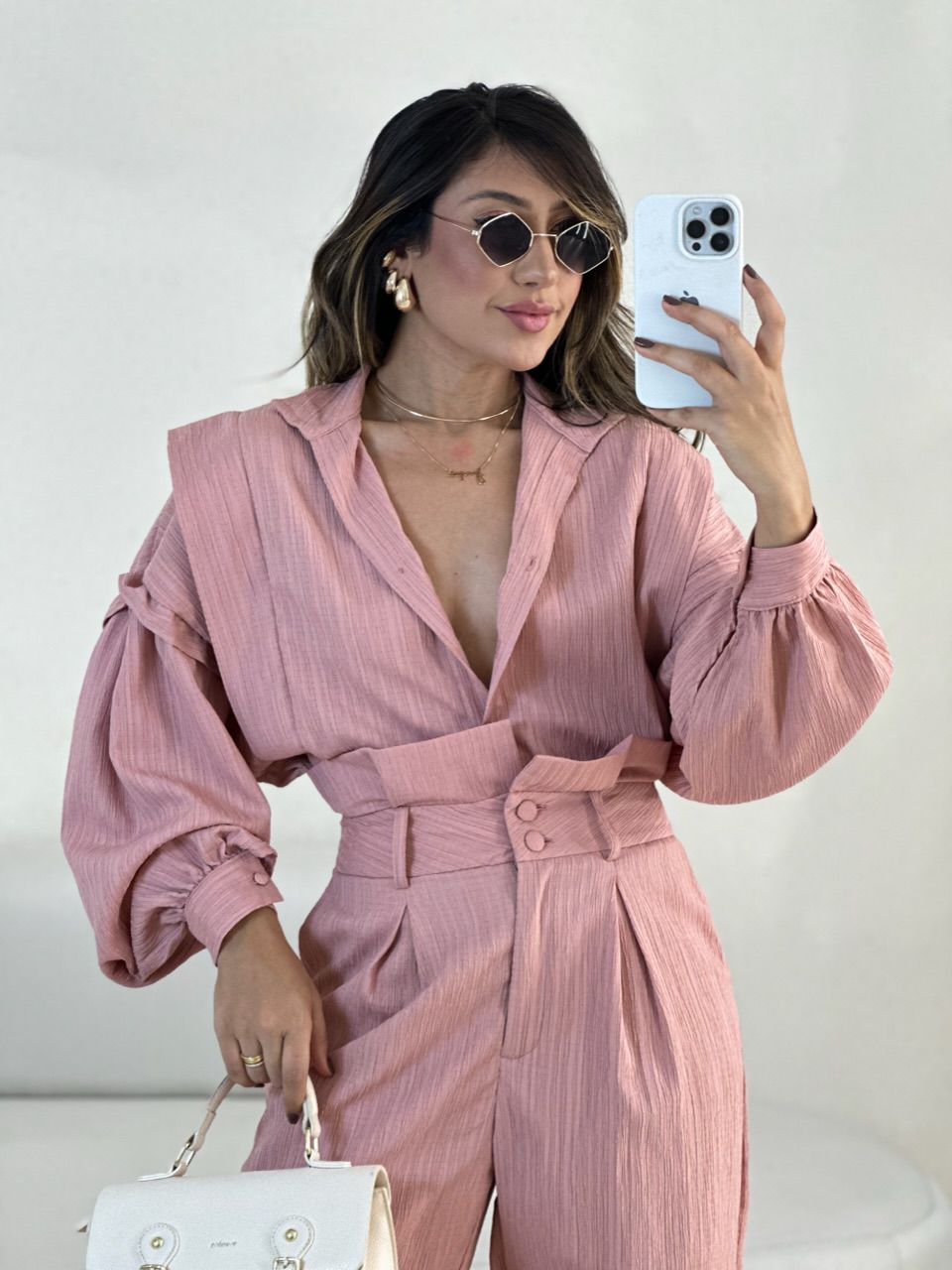 CAMISA CROPPED CF OVER ROSA QUEIMADO - 0055590389 - CAROLLA FERRARO