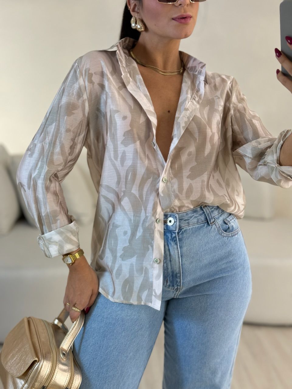CAMISA ISADORA ESTAMPADA NUDE