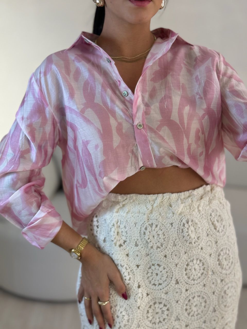 CAMISA ISADORA ESTAMPADA ROSA