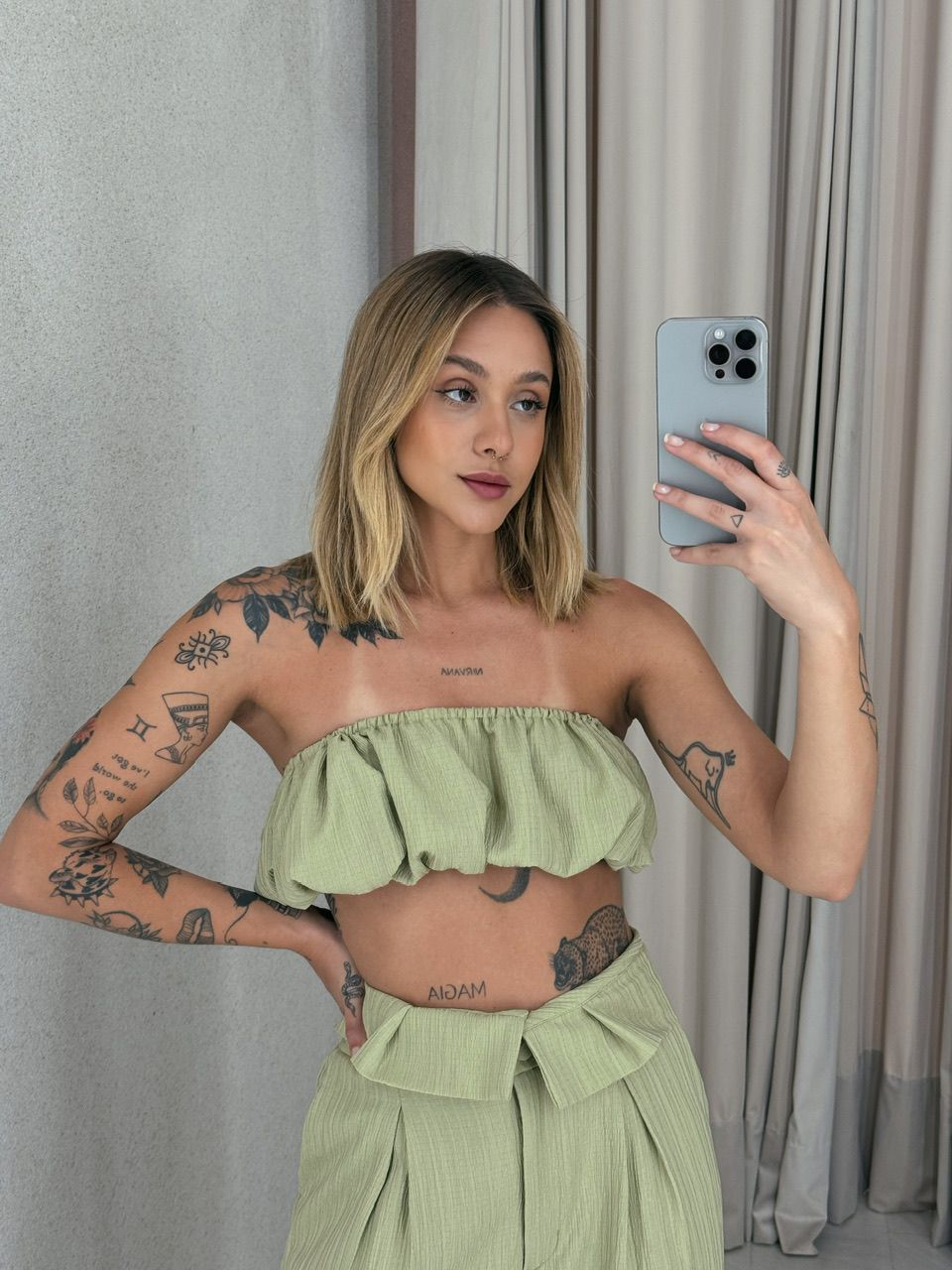 TOP FAIXA CF VIVI PISTACHE - 0055610145 - CAROLLA FERRARO