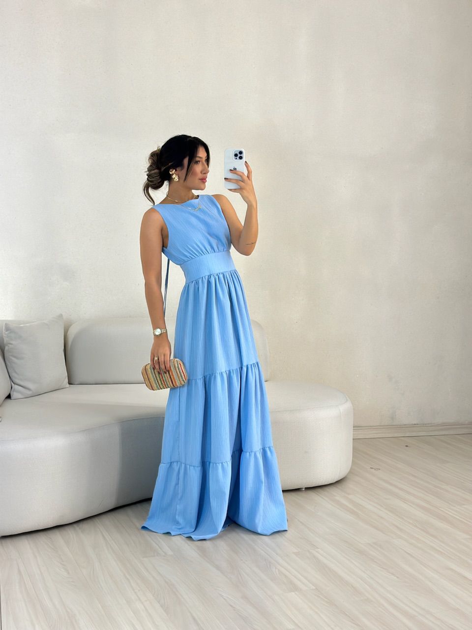VESTIDO MONALIZA 02 CF BABY BLUE - 0048200365 - CAROLLA FERRARO