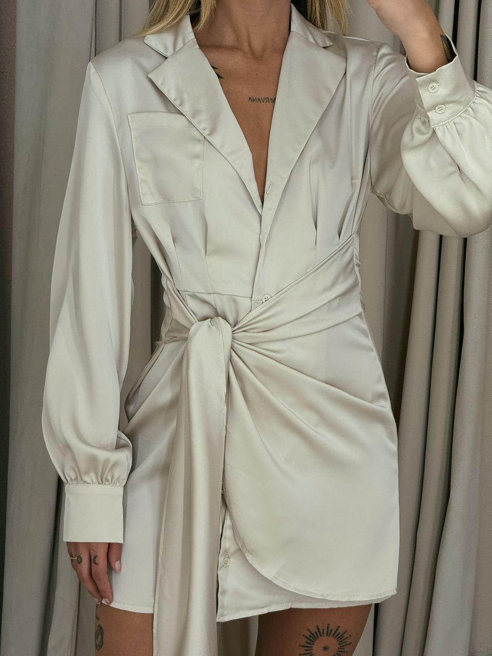 VESTIDO RAFAELA ACETINADO Marfim
