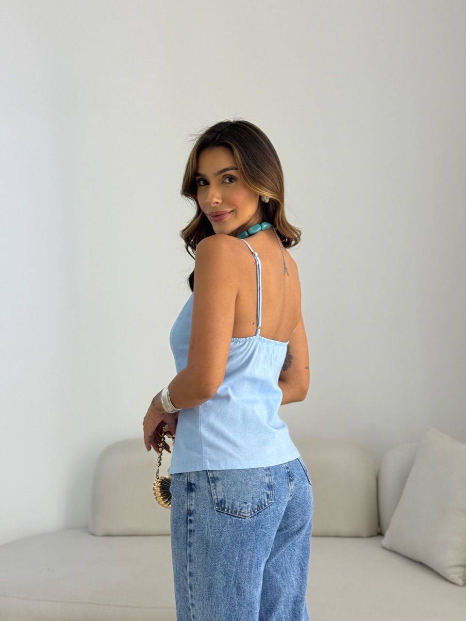BLUSA VALÉRIA BOTÕES AZUL