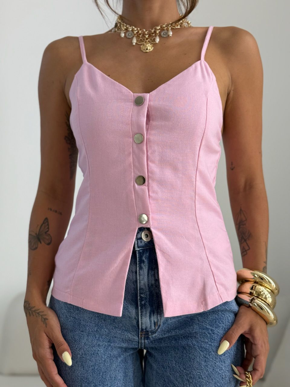 BLUSA VALÉRIA BOTÕES ROSA