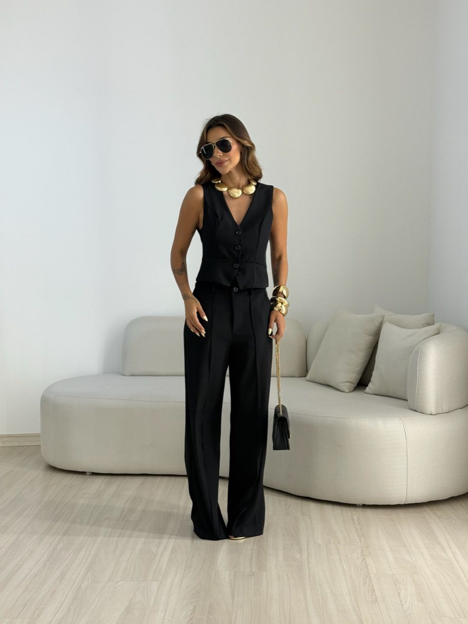 CONJUNTO ALICIA 02 COLETE PRETO