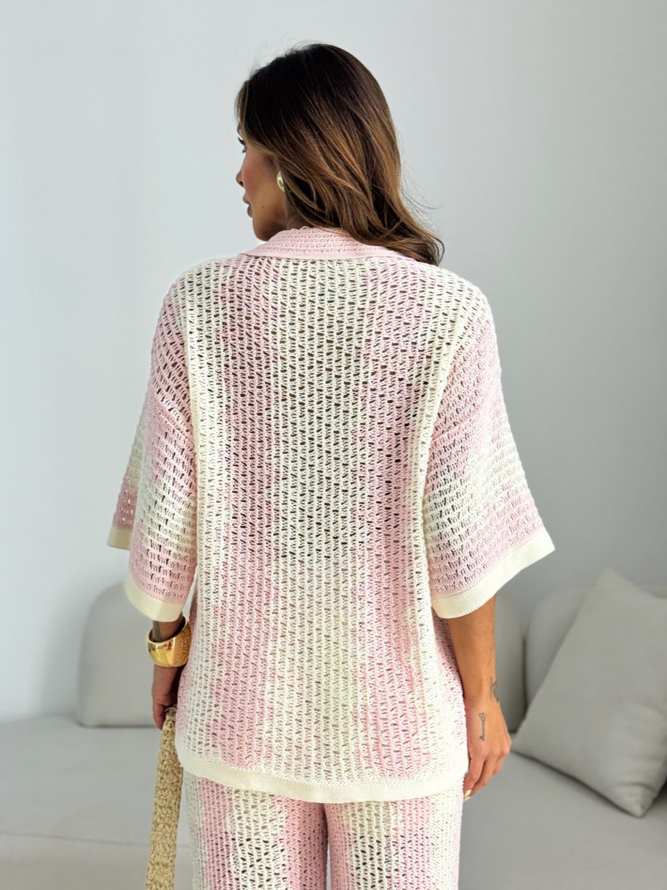 CONJUNTO AVA CROCHÊ ROSA
