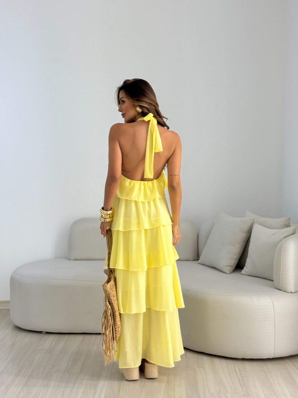 VESTIDO JANINE LONGO AMARELO