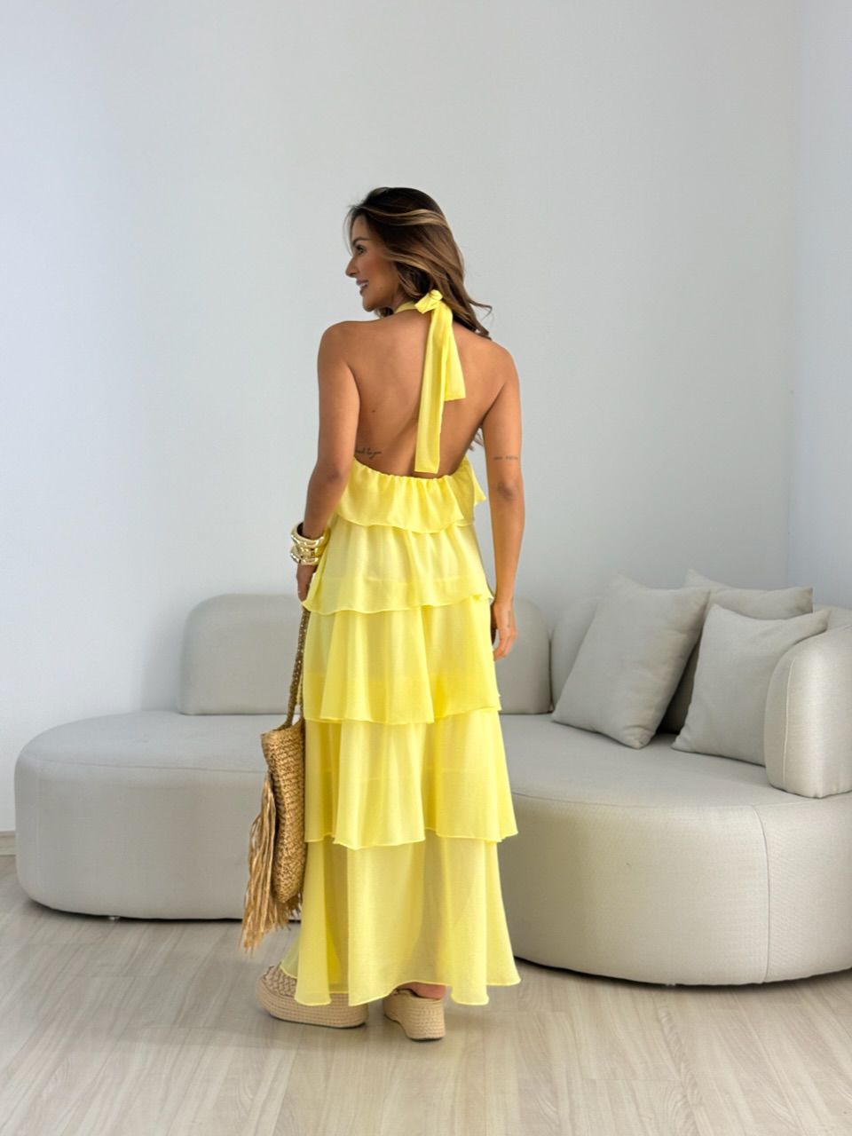 VESTIDO JANINE LONGO AMARELO