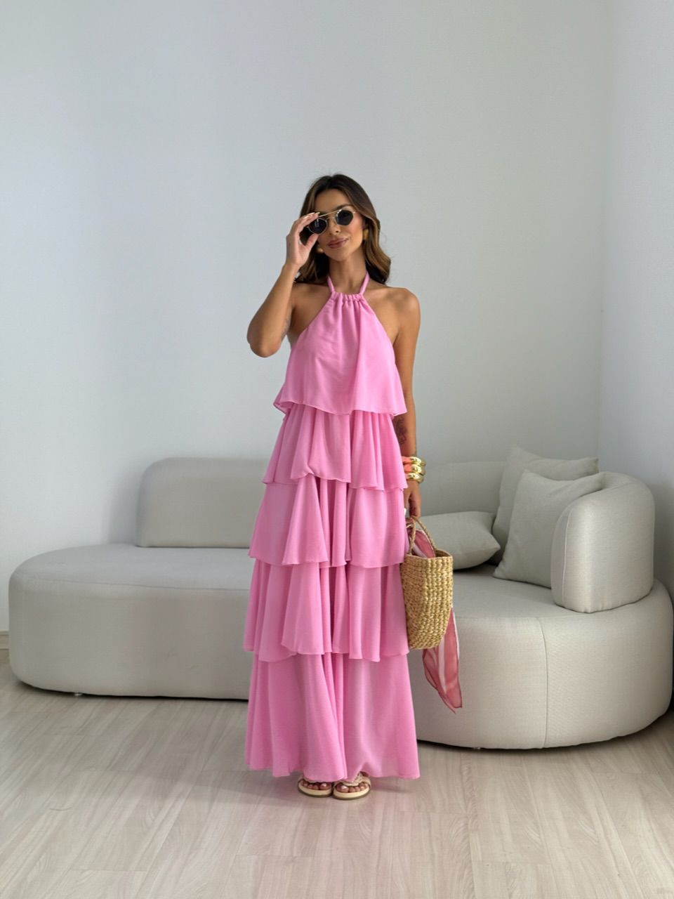 VESTIDO JANINE LONGO ROSA