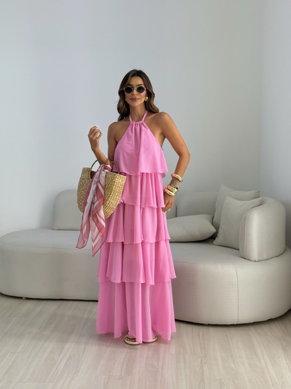 VESTIDO JANINE LONGO ROSA