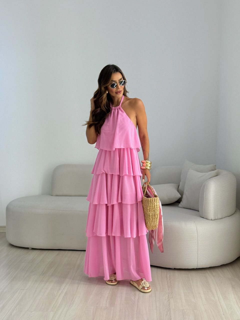 VESTIDO JANINE LONGO ROSA