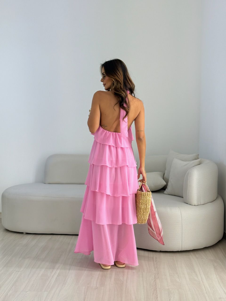 VESTIDO JANINE LONGO ROSA