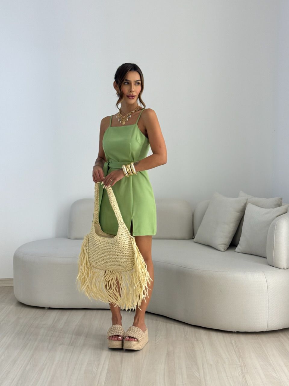VESTIDO MANUELI LAÇO VERDE - 0068900014 - CAROLLA FERRARO