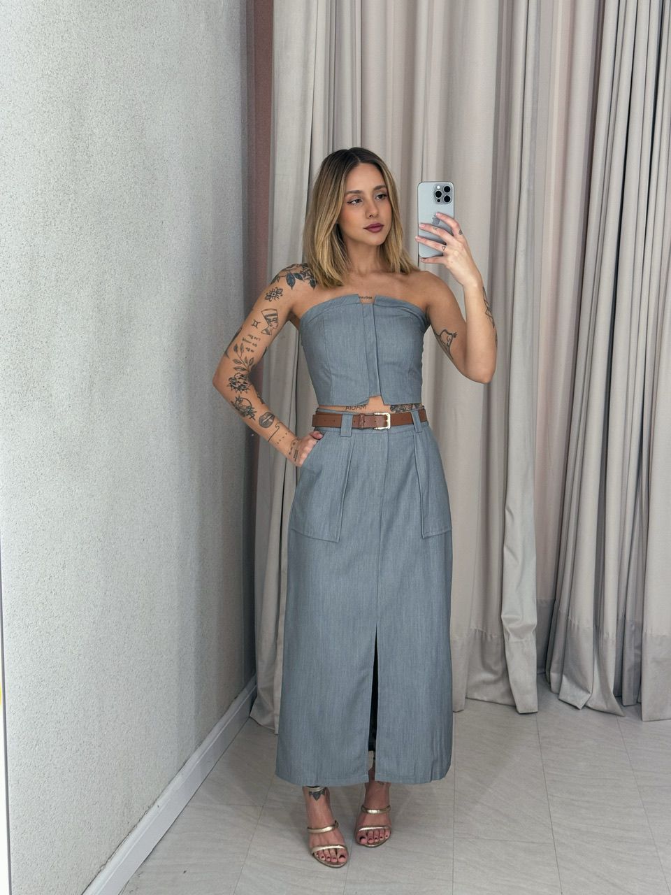CONJUNTO ARIEL SAIA CINZA - 0057130091 - CAROLLA FERRARO