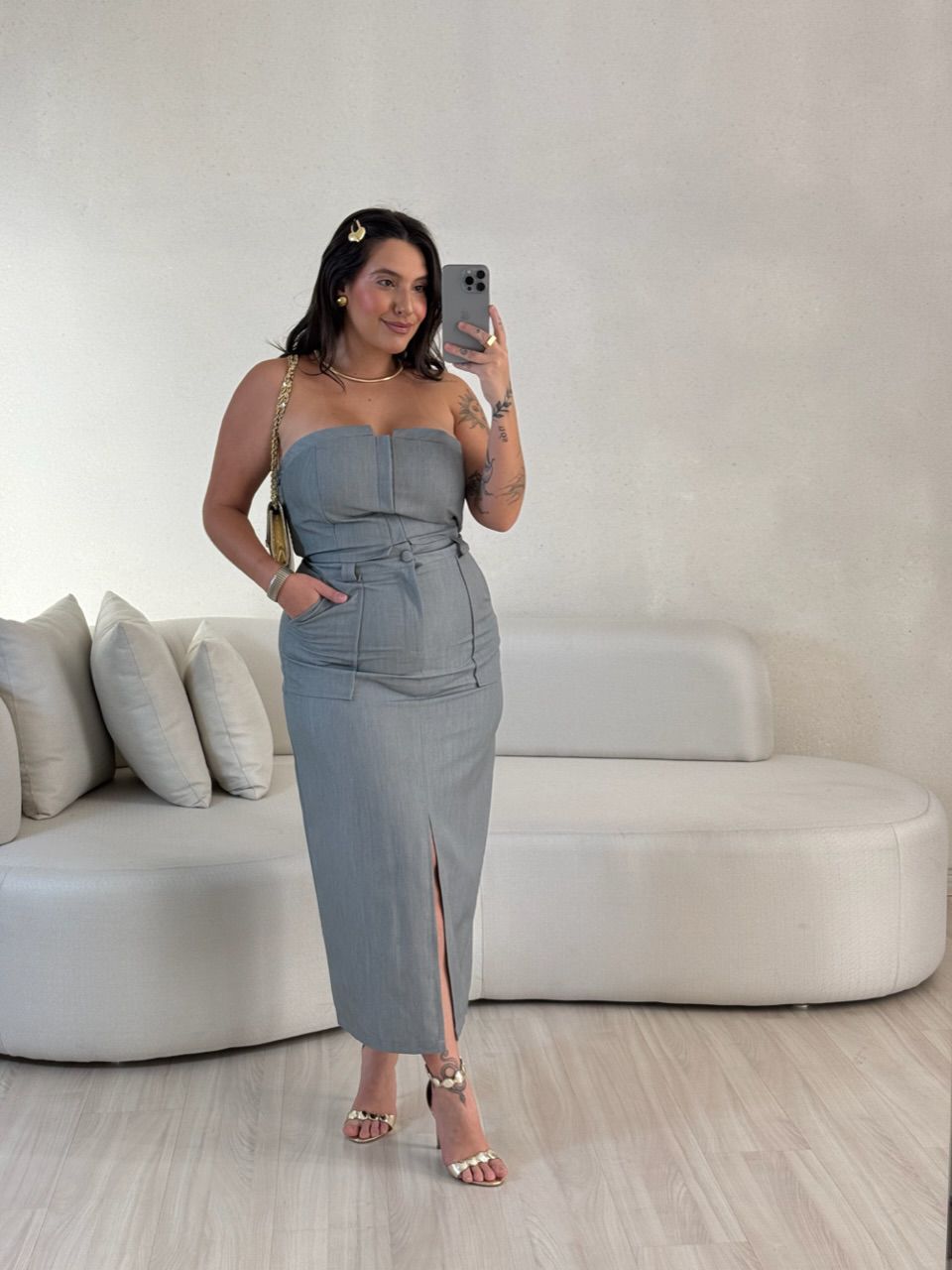 CONJUNTO ARIEL SAIA CINZA