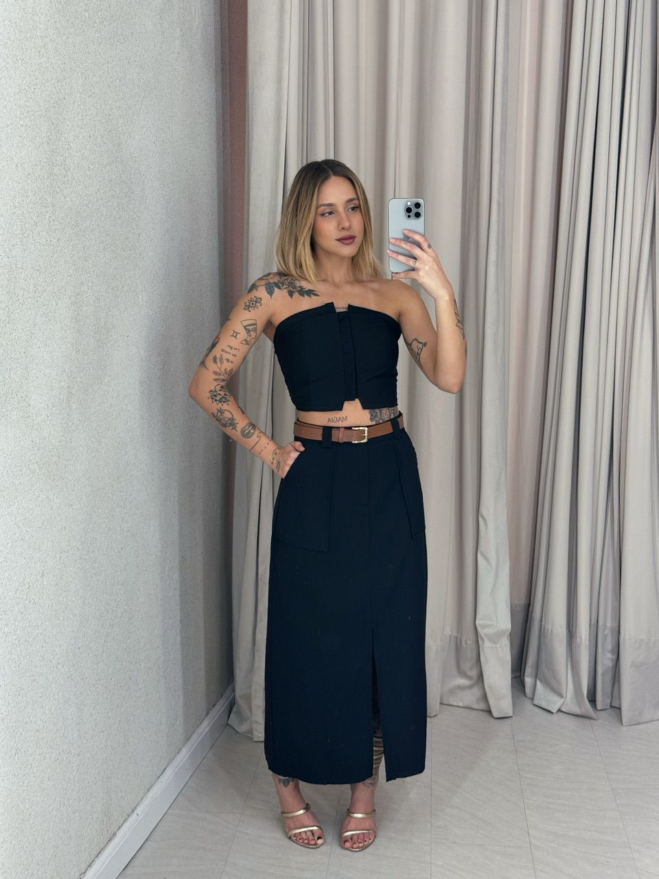 CONJUNTO ARIEL SAIA PRETO - 0057130032 - CAROLLA FERRARO
