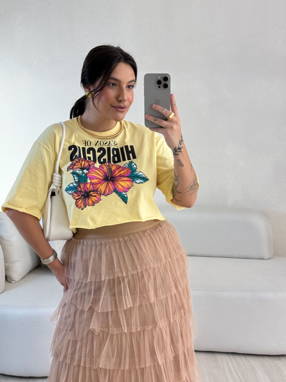 CROPPED HIBISCUS AMARELO