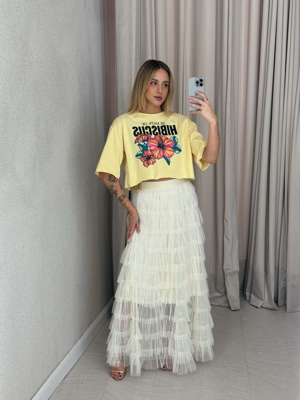CROPPED HIBISCUS AMARELO