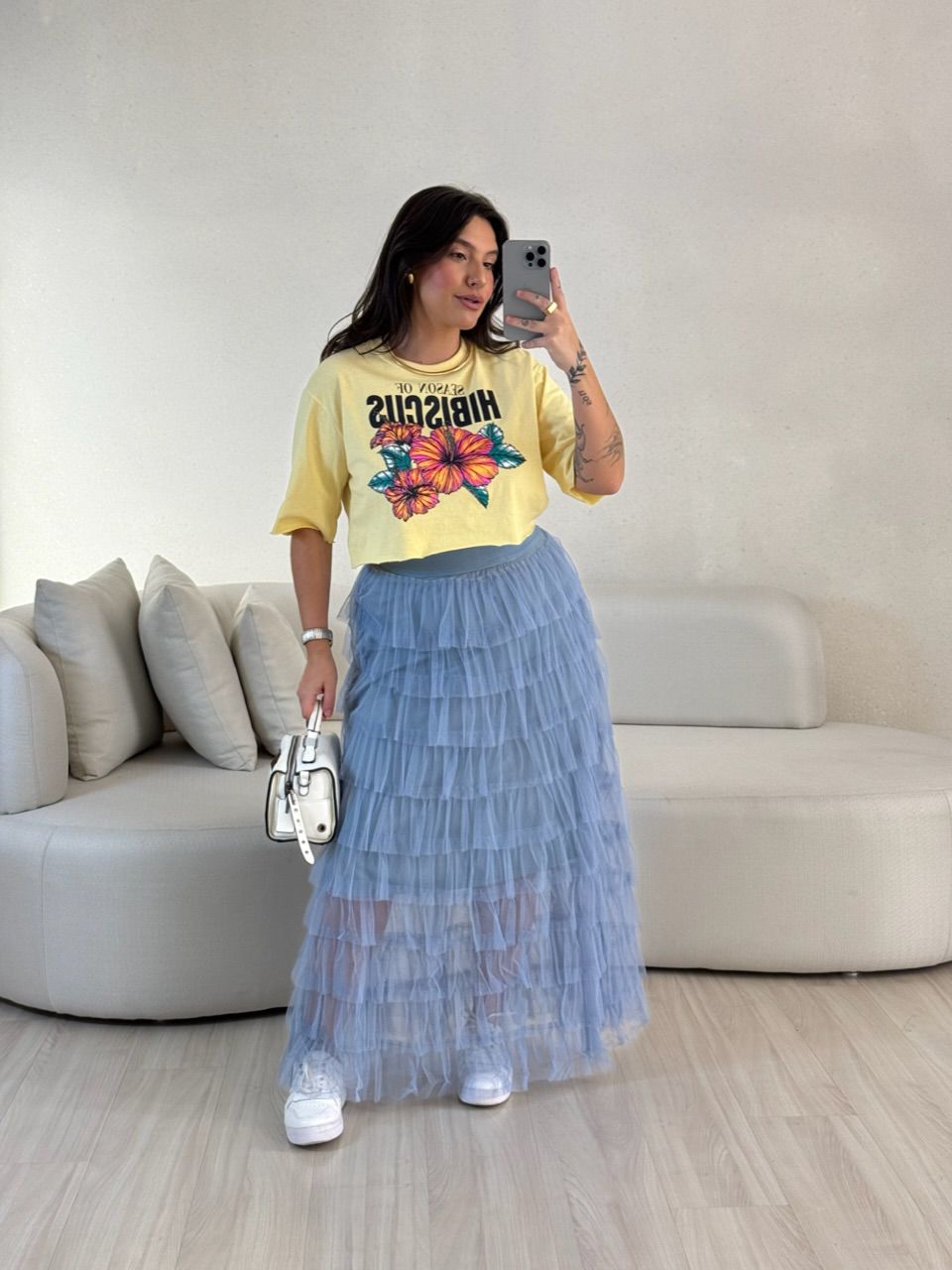 SAIA LILIAN CAMADAS TULE AZUL