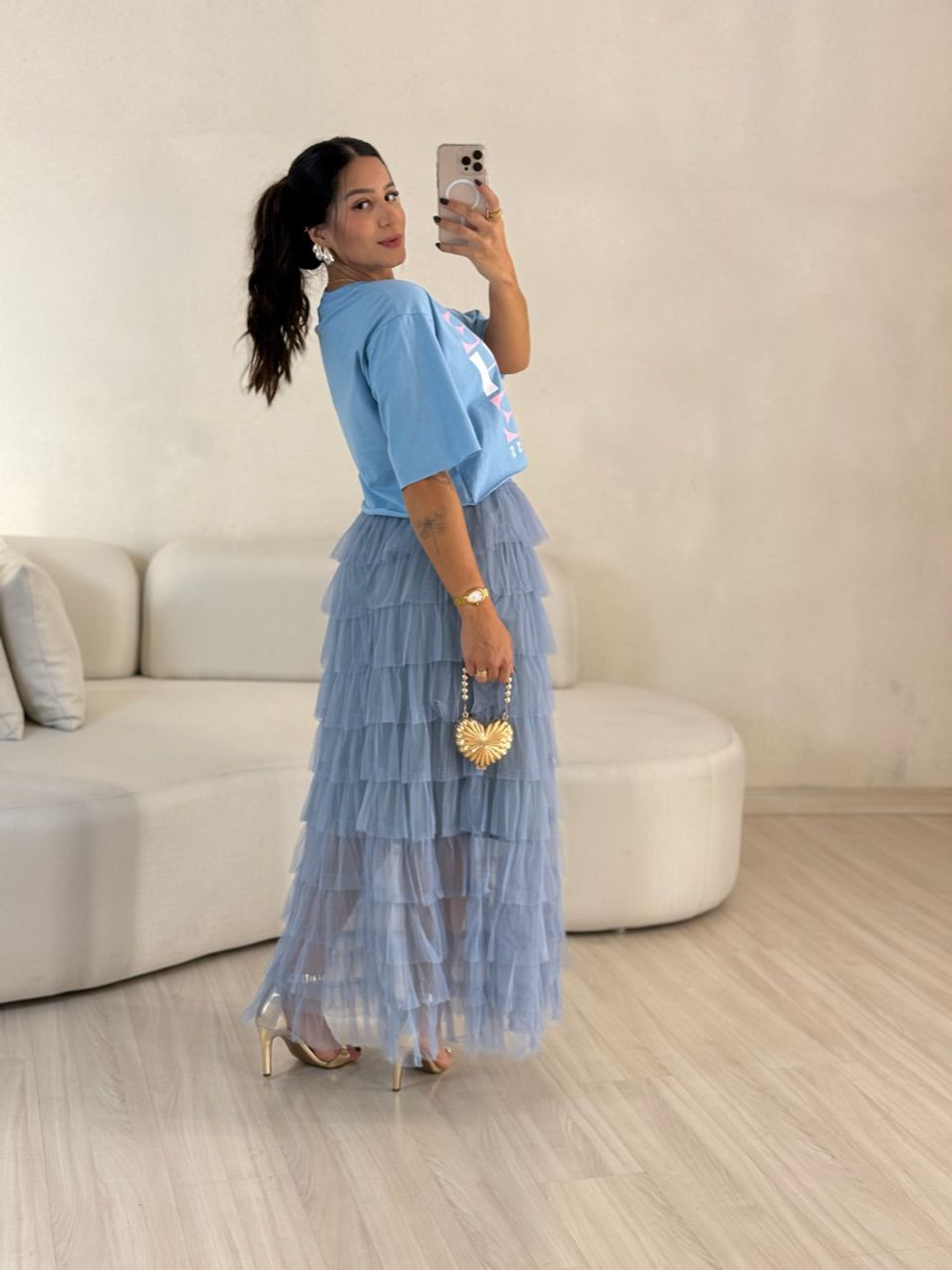 SAIA LILIAN CAMADAS TULE AZUL