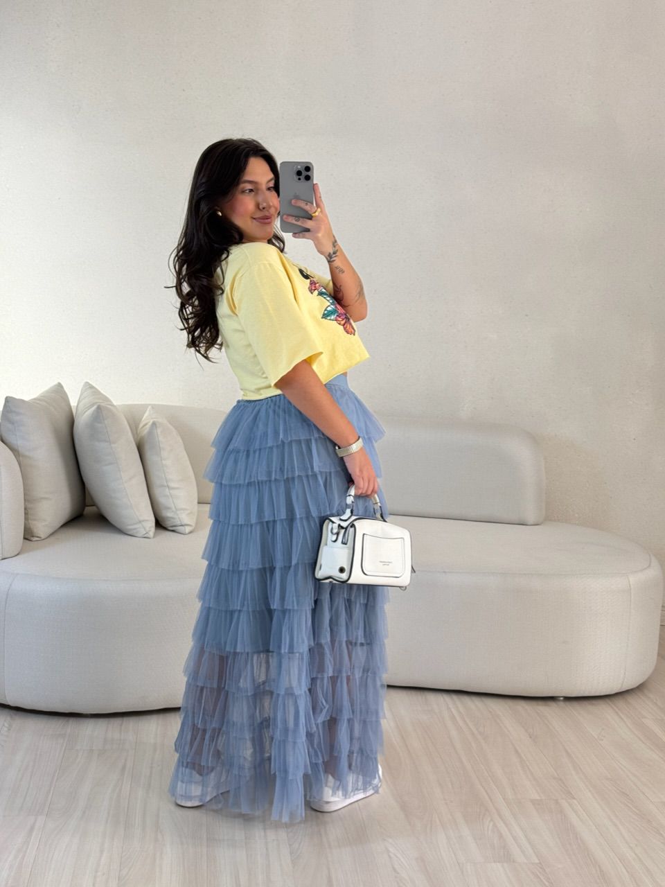 SAIA LILIAN CAMADAS TULE AZUL