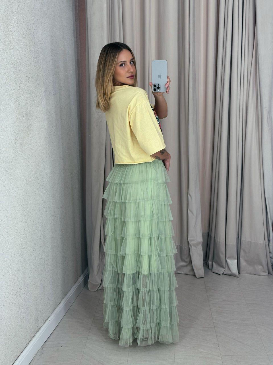 SAIA LILIAN CAMADAS TULE VERDE