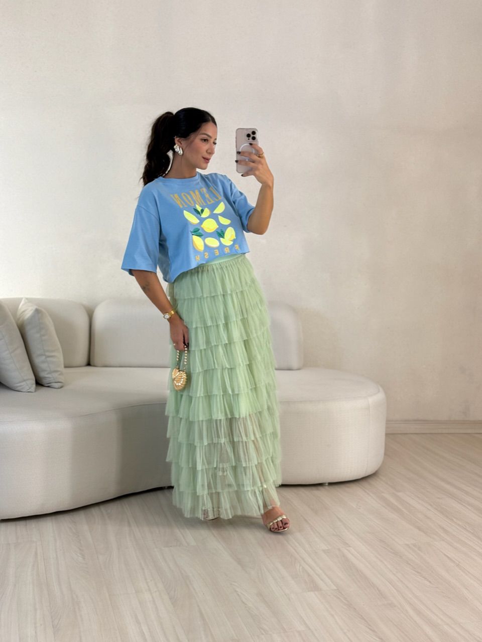 SAIA LILIAN CAMADAS TULE VERDE