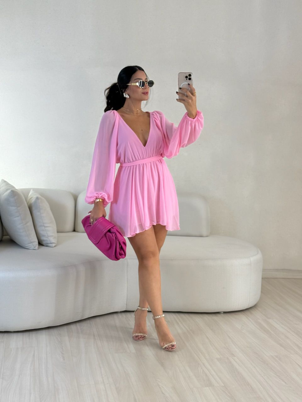 VESTIDO CINTIA DECOTE ROSA