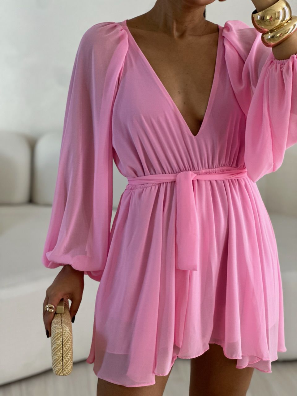 VESTIDO CINTIA DECOTE ROSA