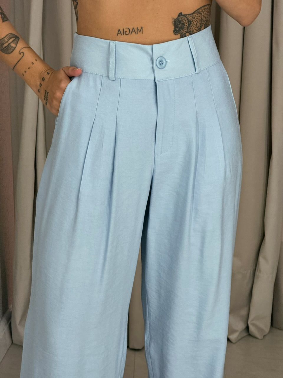 CONJUNTO CHARLENE BLUSA BOTÕES AZUL