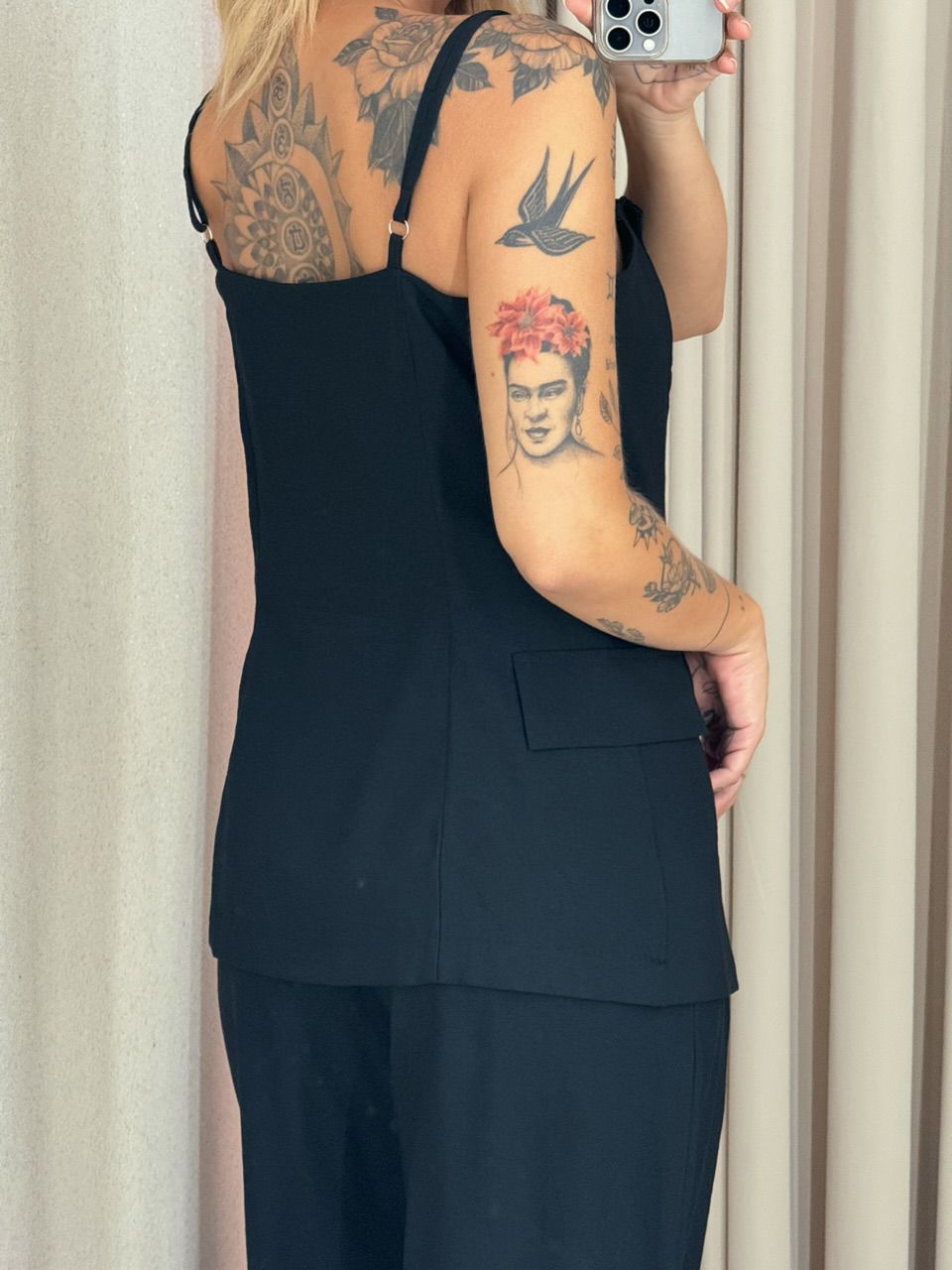 CONJUNTO CHARLENE BLUSA BOTÕES PRETO