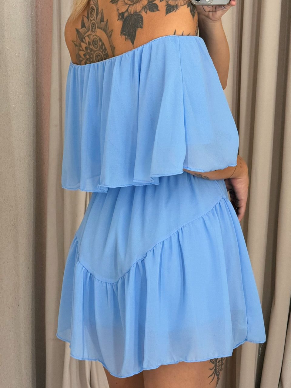 VESTIDO BIA CURTO CHIFFON AZUL