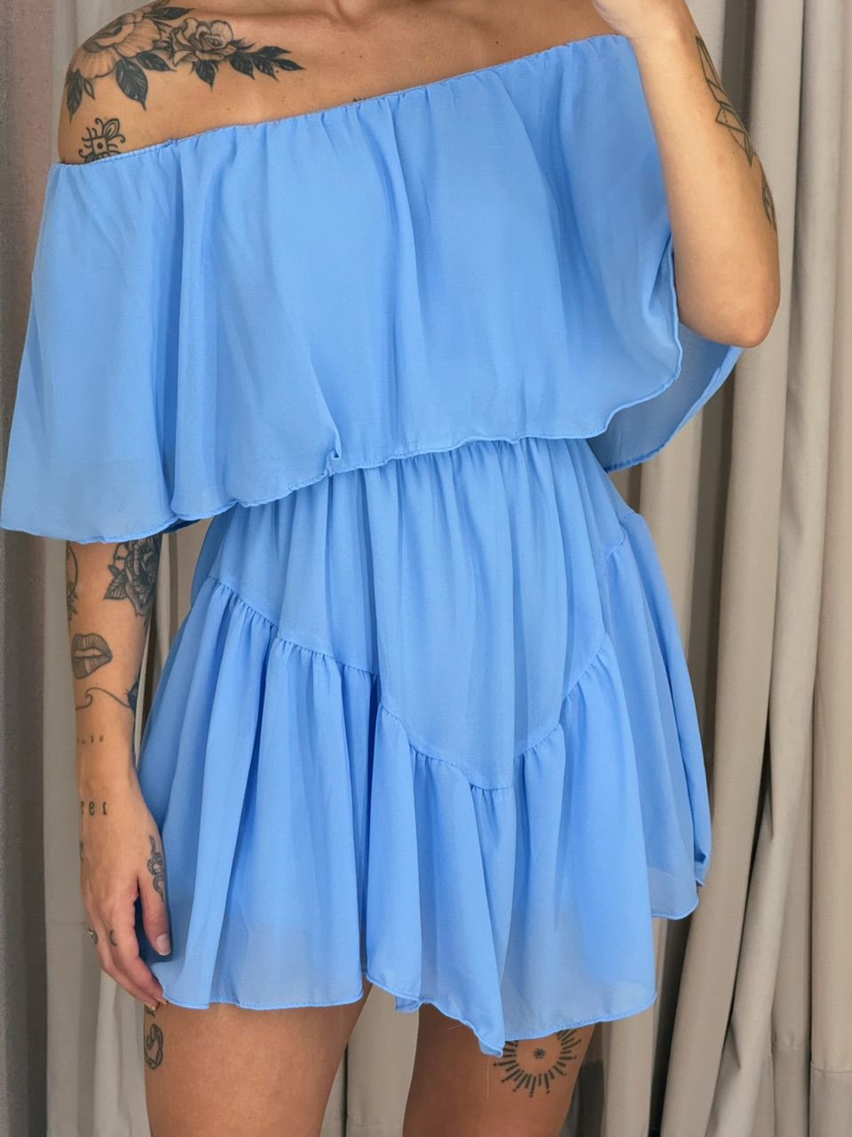 VESTIDO BIA CURTO CHIFFON AZUL
