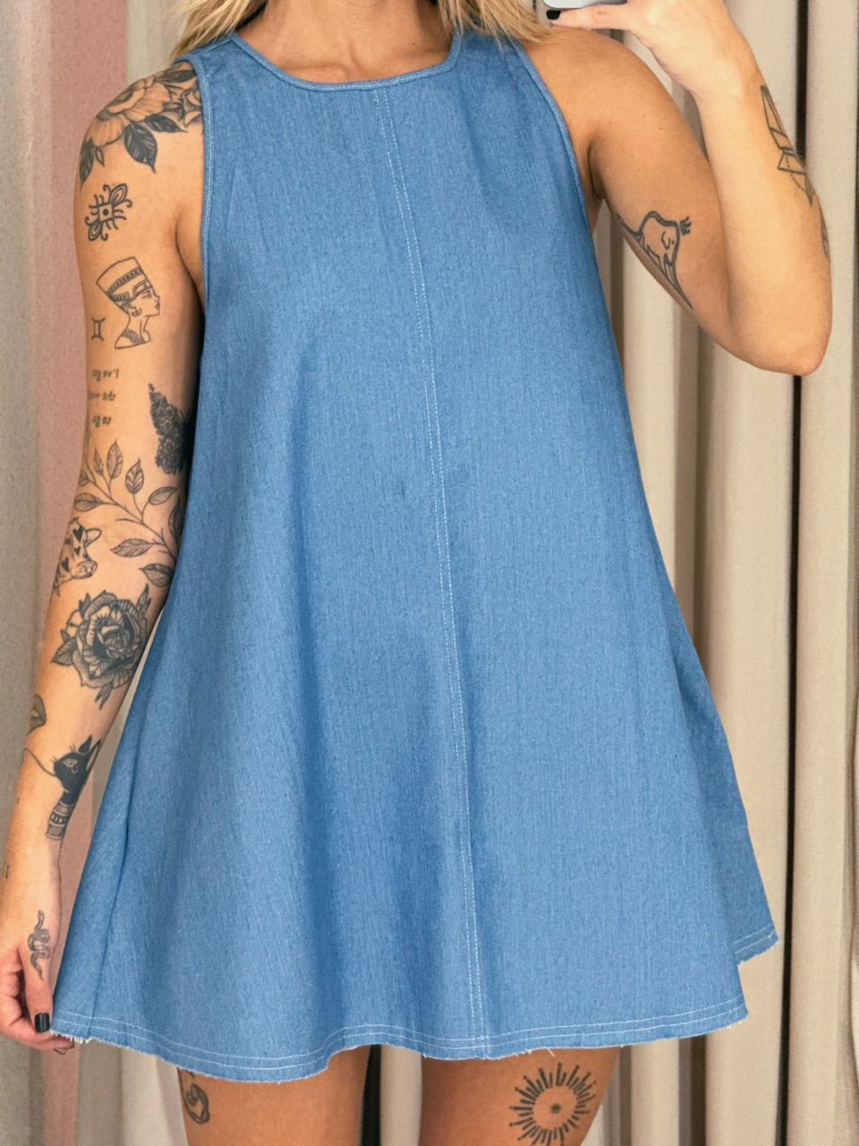VESTIDO ANA FLAVIA CURTO Jeans Claro
