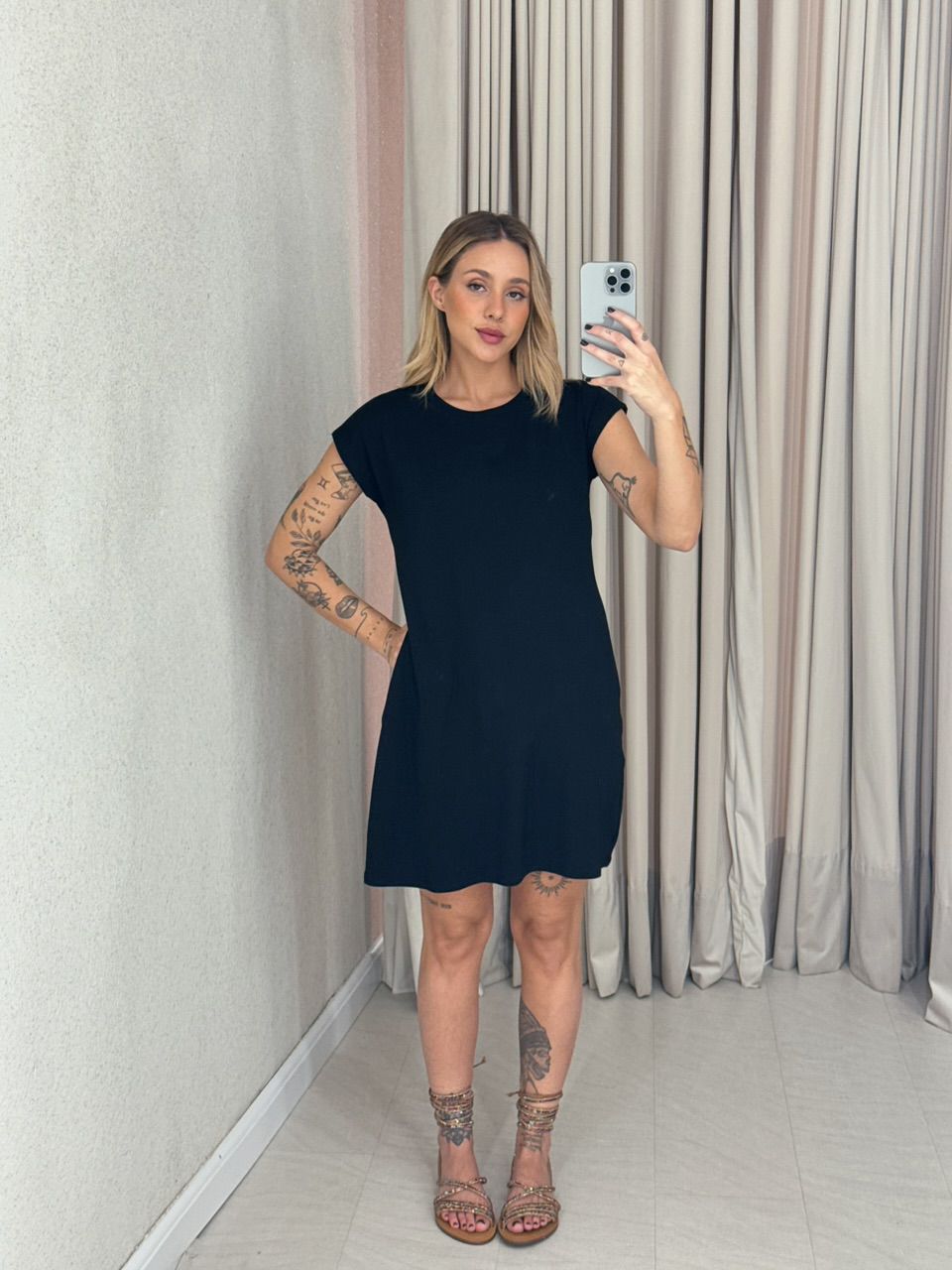 VESTIDO MARIA HELENA CURTO preto - 0059850032 - CAROLLA FERRARO