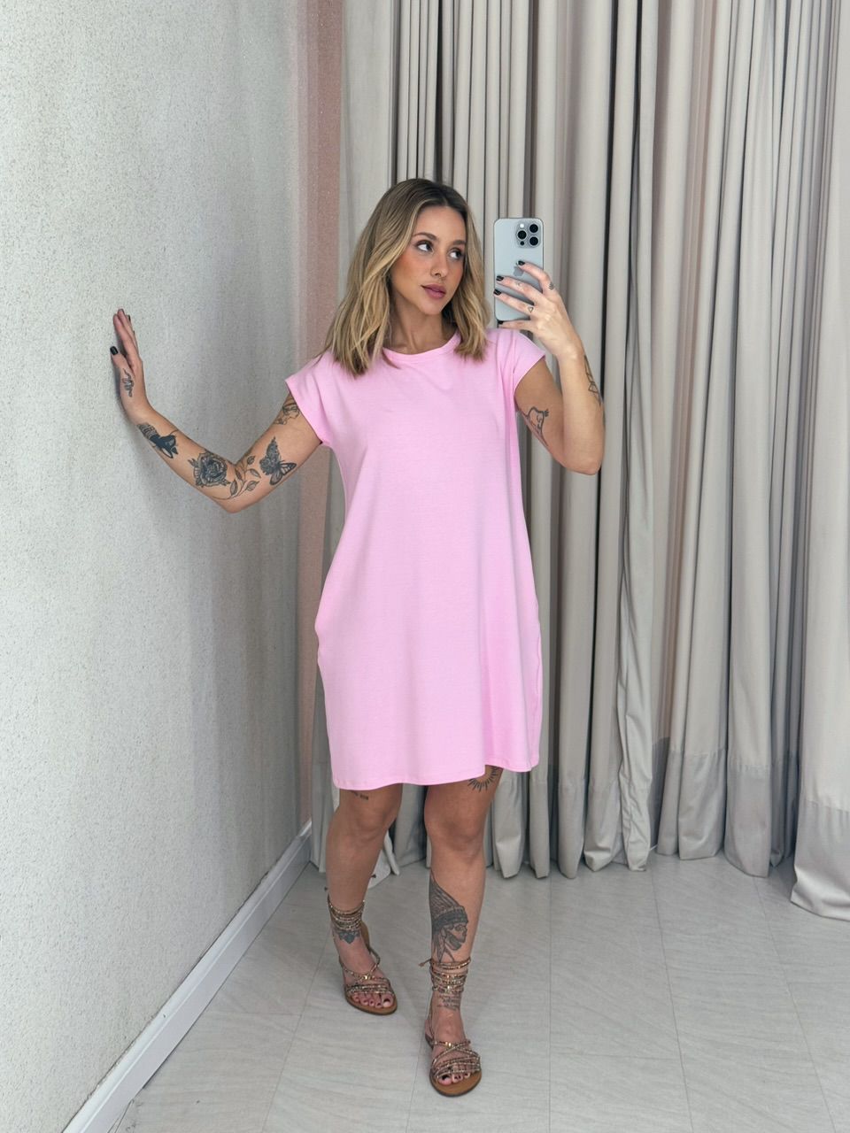 VESTIDO MARIA HELENA CURTO Rosa