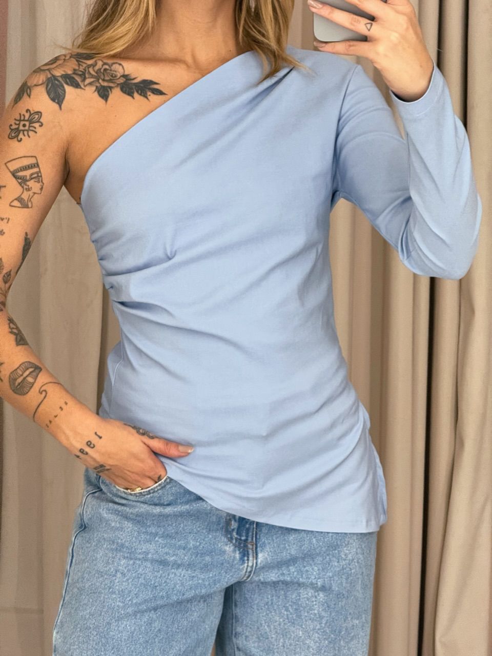 BLUSA CRISTINA NULA MANGA azul