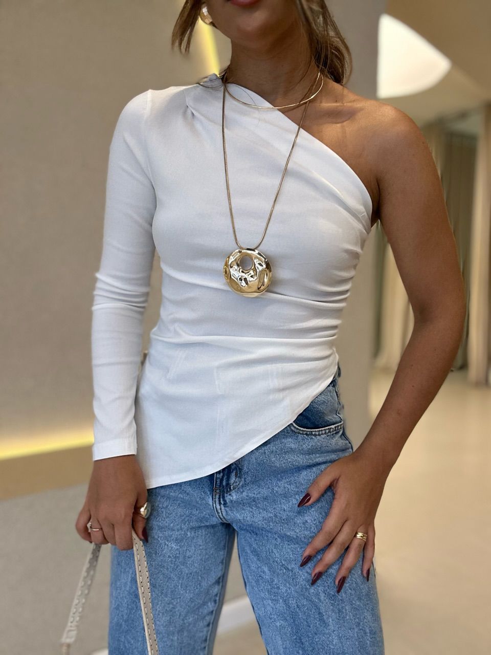 BLUSA CRISTINA NULA MANGA branca