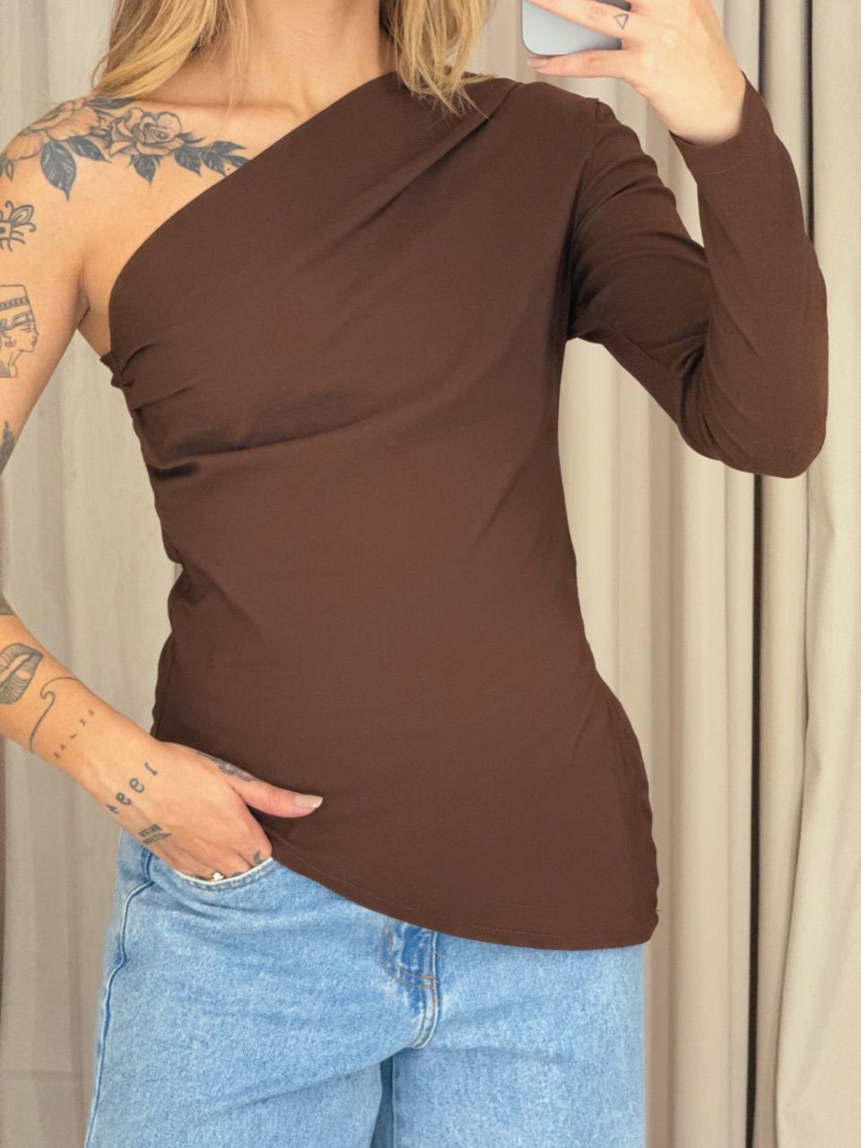 BLUSA CRISTINA NULA MANGA Marrom