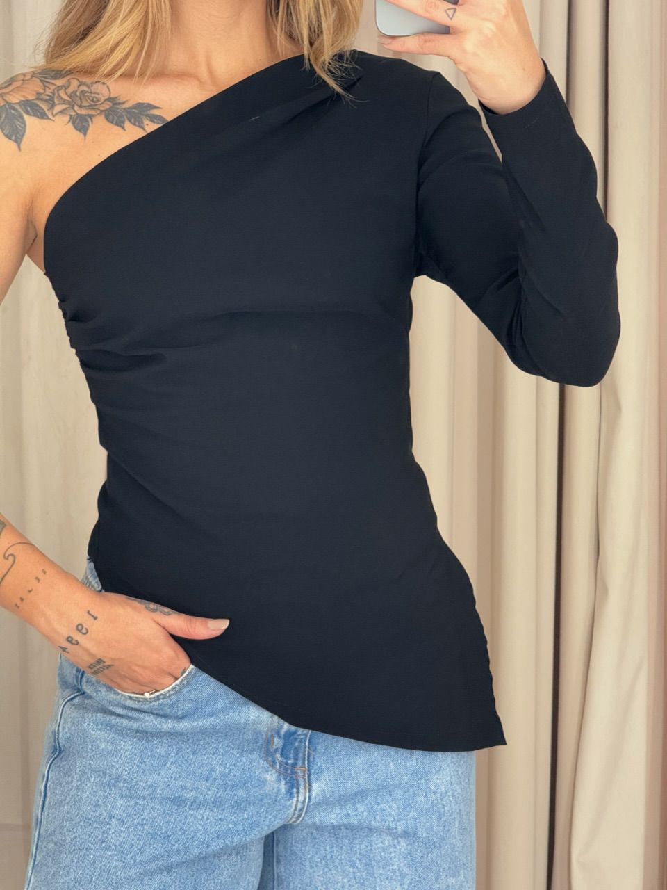 BLUSA CRISTINA NULA MANGA Preta