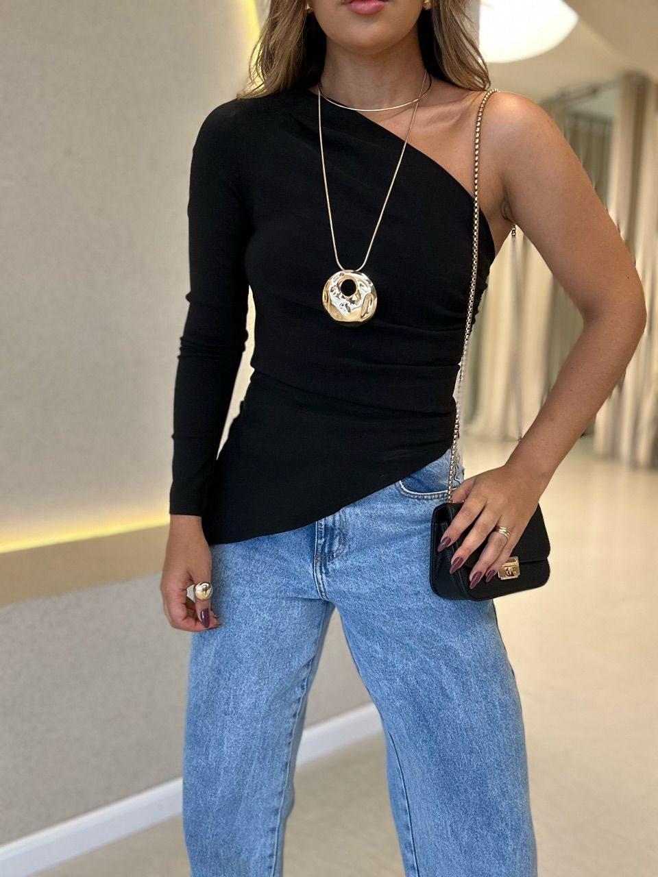 BLUSA CRISTINA NULA MANGA Preta