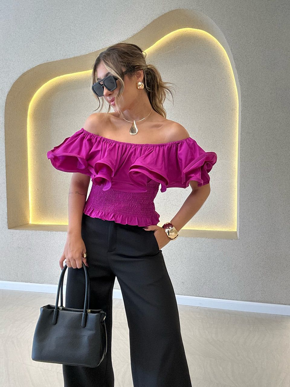 CROPPED RAISSA LASTEX FUCSIA - 0061090120 - CAROLLA FERRARO