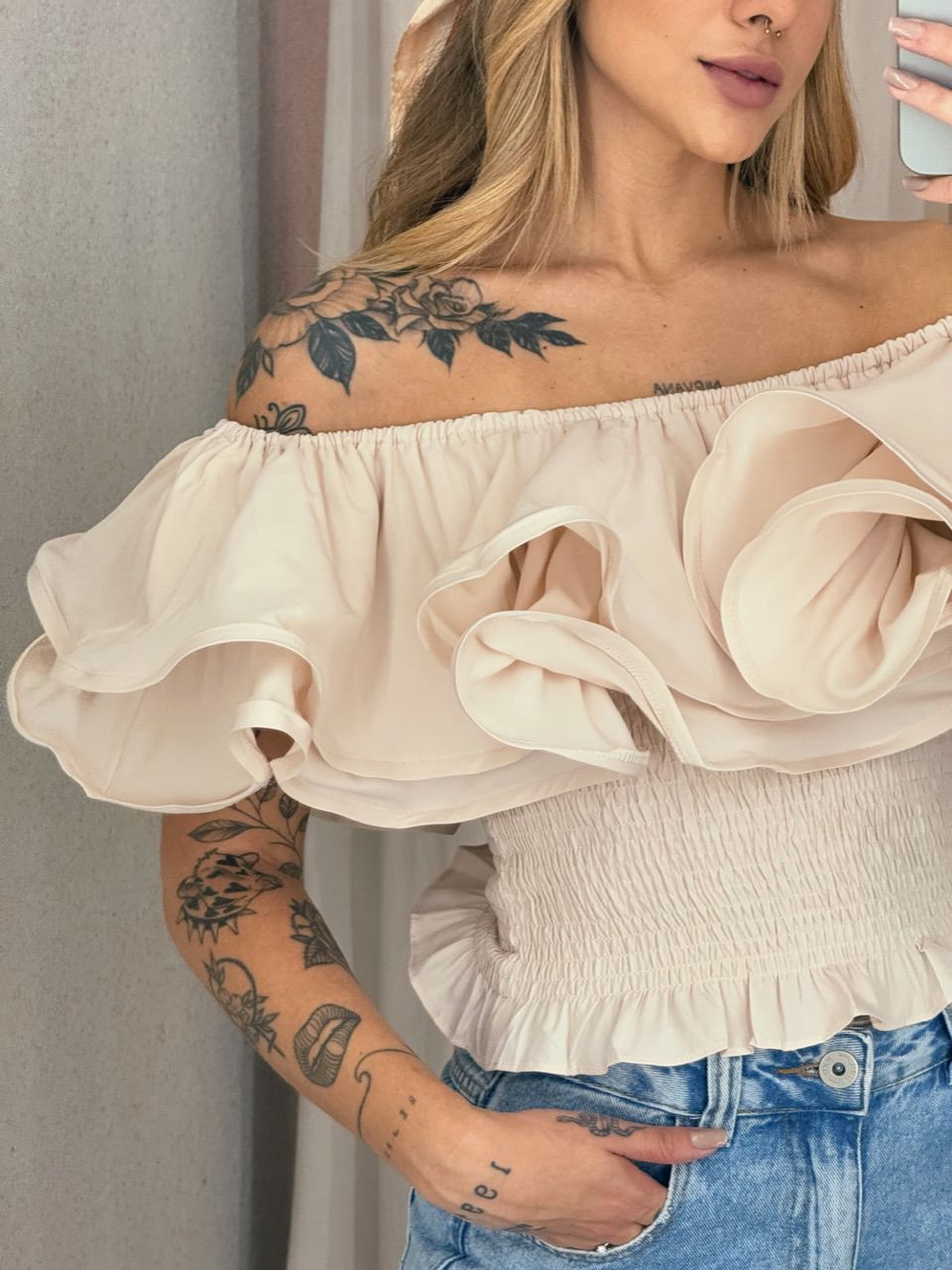 CROPPED RAISSA LASTEX AREIA